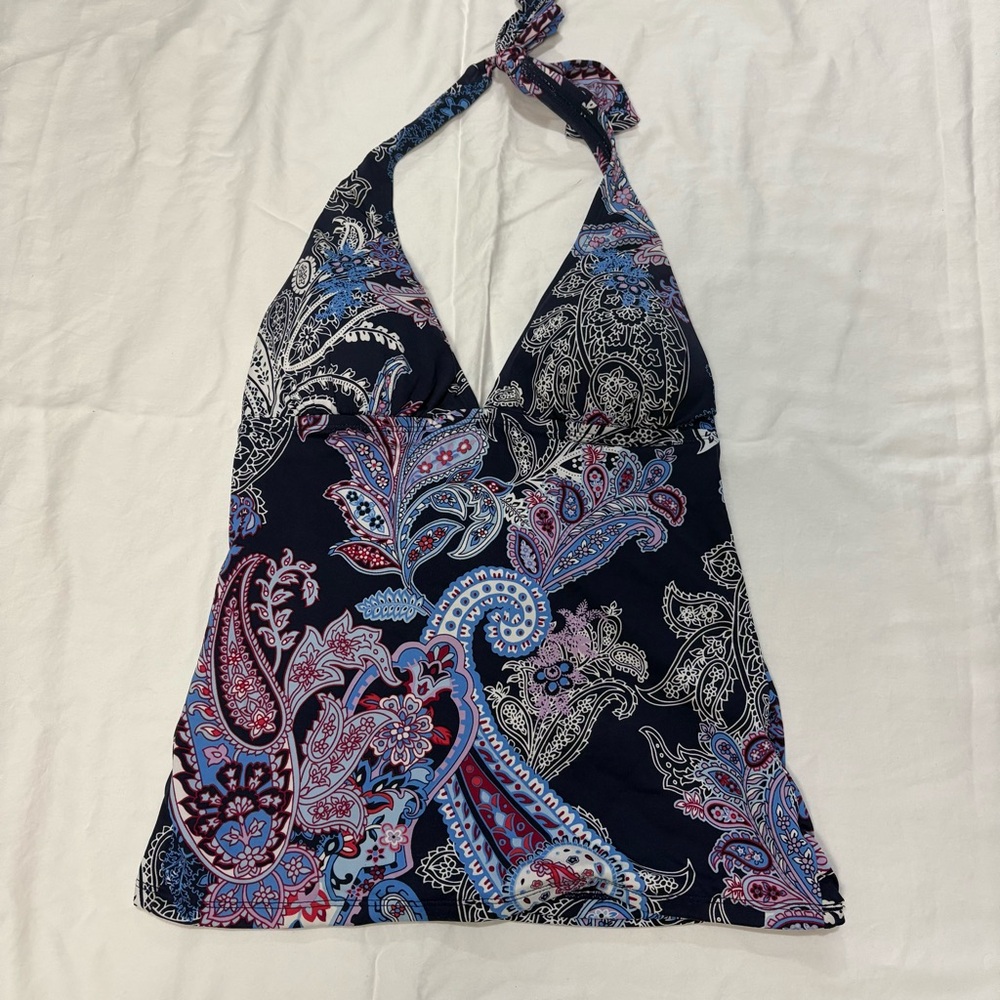 Tommy Bahama navy paisley tankini top small